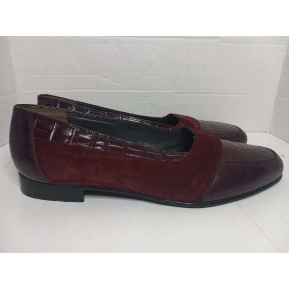 B.J Coleman 15 Maroon Leather Alligator Italy Dress Fashion Occasion Slip On Sho main image 5